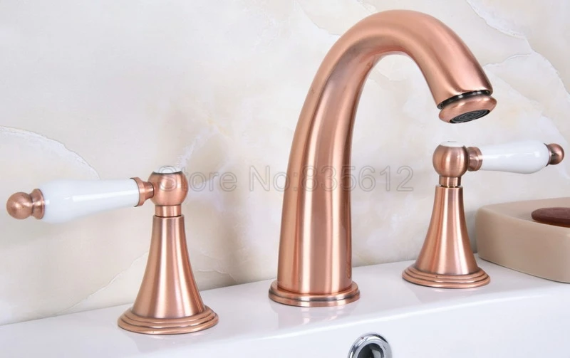 Antique Red Copper Bathroom Basin 3 Hole Faucet Widespread Deck Mounted Sink Mixer Taps Dual Handle Wrg069
Antique Red Copper Bathroom Basin 3 Hole Faucet Widespread Deck Mounted Sink Mixer Taps Dual Handle Wrg069