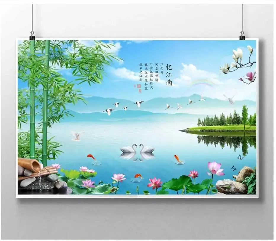 

Custom photo wallpaper 3d murals wallpaper for walls 3 d Bamboo flowers, idyllic scenery, TV background wall papers home decor