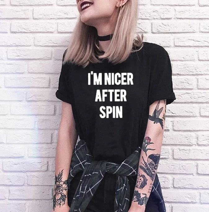I'm Nicer After Spin Printed Tee Shirt Femme O-neck Short Sleeve Cotton Tshirt Women Black Summer Loose T Shirts for Women Tops
I'm Nicer After Spin Printed Tee Shirt Femme O-neck Short Sleeve Cotton Tshirt Women Black Summer Loose T Shirts for Women Tops