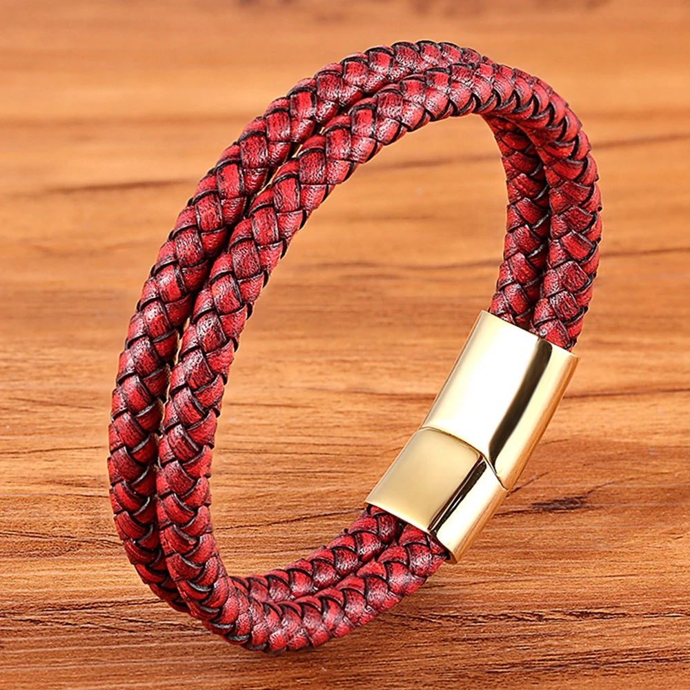 TYO Brand New Arrival Stainless Steel Gold Color Magnetic Buckle Cuff Twisted Leather Bracelets Men's Classic Simple Jewelry
TYO Brand New Arrival Stainless Steel Gold Color Magnetic Buckle Cuff Twisted Leather Bracelets Men's Classic Simple Jewelry