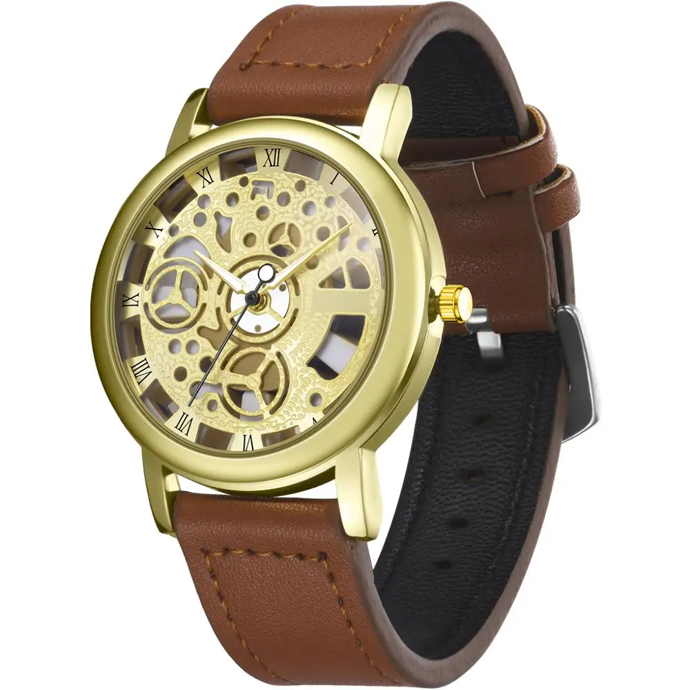 PANARS 2019 Men Watches Luxury Gold Quartz Watch Leather Band Glass Transparent Case Unique Hollow Out Casual Wristwatch for Men
PANARS 2019 Men Watches Luxury Gold Quartz Watch Leather Band Glass Transparent Case Unique Hollow Out Casual Wristwatch for Men