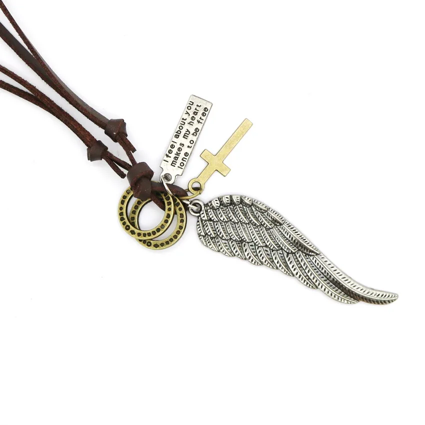2017 Fashion Retro Wings Pendant Men Leather Necklace Charm Pendant 10 Styles colar homem
2017 Fashion Retro Wings Pendant Men Leather Necklace Charm Pendant 10 Styles colar homem