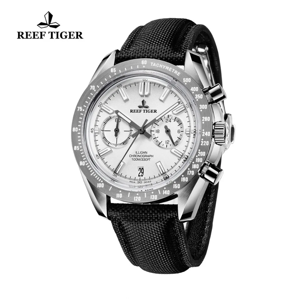Relogio Masculino 2019 Reef Tiger/RT мужские спортивные часы телячья кожа светящийся хронограф