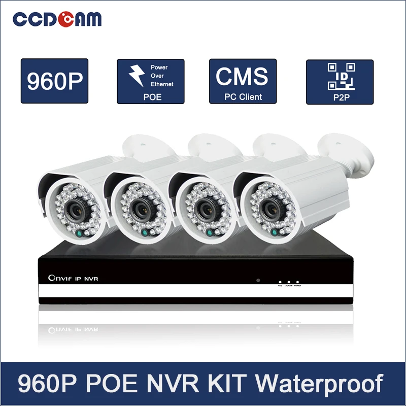 Фото CCDCAM 960P PoE IP Camera Kit с 4CH 1080P Nvr security Kit|poe ip camera|ip camerapoe - купить