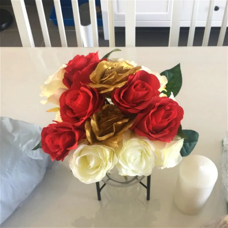 Wedding Decor 10 head Artificial Rose Flower Bouquet Bridal Holding silk Fake Flowers Valentine's Day Party Home Decoration
Wedding Decor 10 head Artificial Rose Flower Bouquet Bridal Holding silk Fake Flowers Valentine's Day Party Home Decoration
