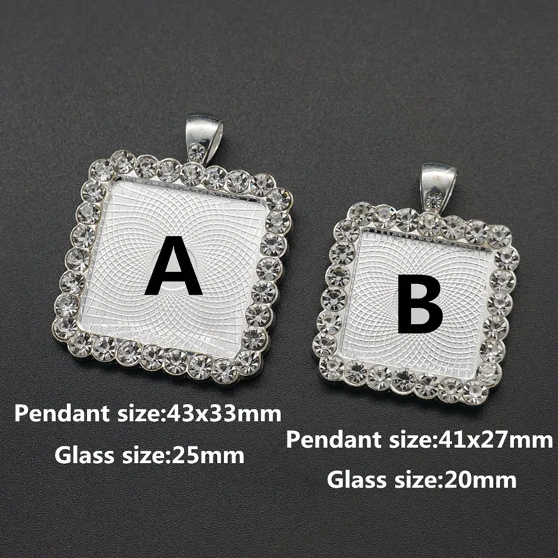5pcs Square Rhinestone Silver Plated Necklace Charms Setting Cabochon Cameo Base Tray Bezel Blank Fit 20/25mm glass cabochon
5pcs Square Rhinestone Silver Plated Necklace Charms Setting Cabochon Cameo Base Tray Bezel Blank Fit 20/25mm glass cabochon