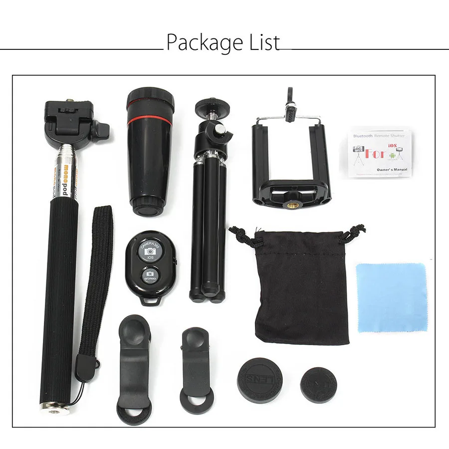 10 in 1 Phone Camera Lens Kit 8X 12X Telephoto Telescope Lens Fisheye Macro Wide Angle Lenses Selfie Stick Tripod For Smartphone
10 in 1 Phone Camera Lens Kit 8X 12X Telephoto Telescope Lens Fisheye Macro Wide Angle Lenses Selfie Stick Tripod For Smartphone