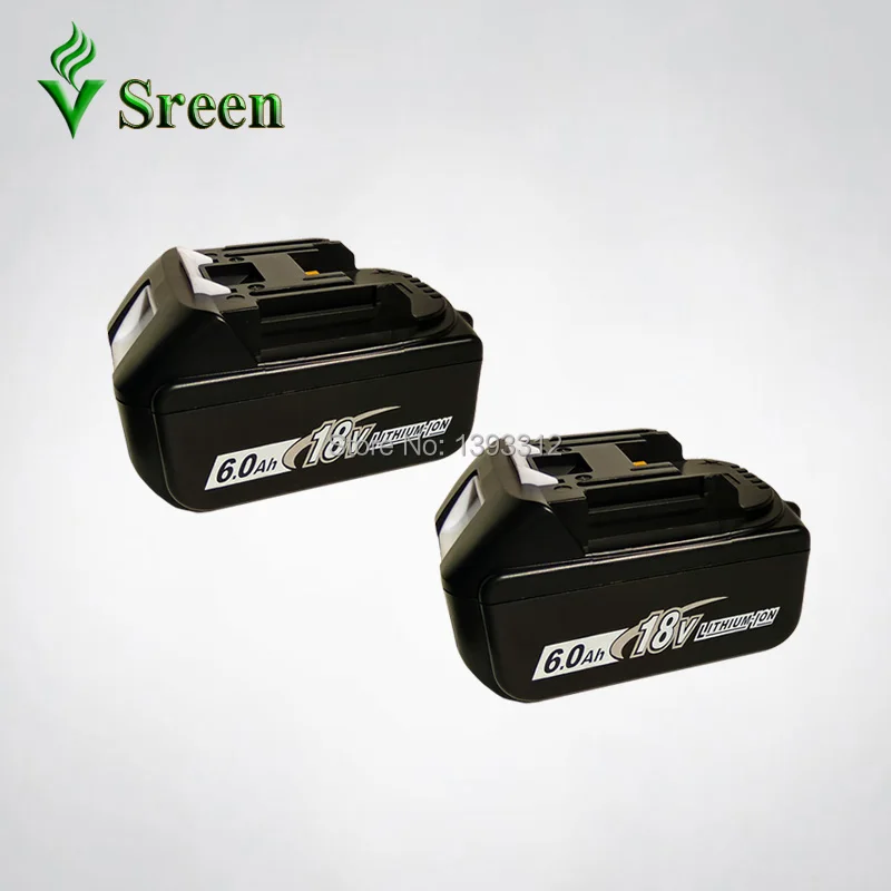 Комплект из 2 предметов 18 V li Ion 6000 мАч Замена для Makita BL1830 BL1840 BL1850 BL1815 LXT