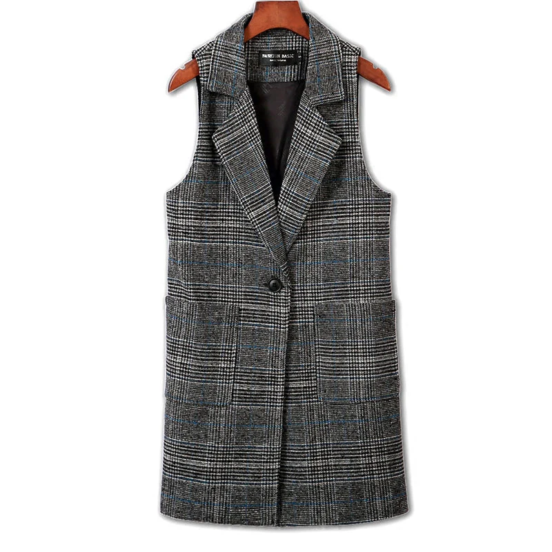 Fashion Woolen Blend Vests 2018 Autumn Winter Women Sleeveless Jacket Coat Plus Size Ladies Outwear Slim Long Waistcoat
Fashion Woolen Blend Vests 2018 Autumn Winter Women Sleeveless Jacket Coat Plus Size Ladies Outwear Slim Long Waistcoat