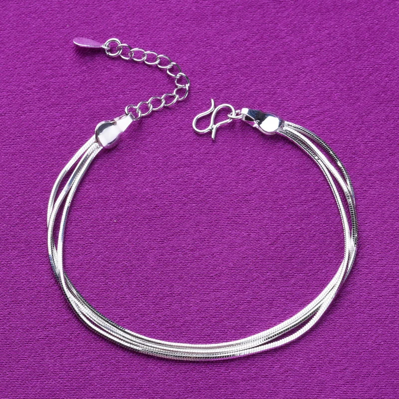 925 Sterling Silver 3 Layers Snake Chain Charm Bracelets Link Chain Adjustable Bracelets For Women Party Wedding Jewelry A168
925 Sterling Silver 3 Layers Snake Chain Charm Bracelets Link Chain Adjustable Bracelets For Women Party Wedding Jewelry A168