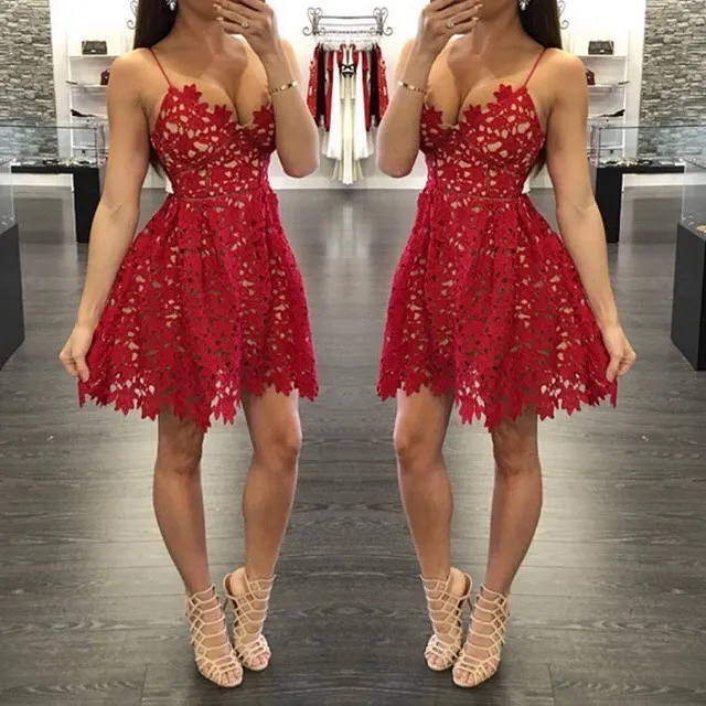 Red Homecoming Dresses A-line Spaghetti Strapls Short Mini Lace Backless Elegant Cocktail Dresses
Red Homecoming Dresses A-line Spaghetti Strapls Short Mini Lace Backless Elegant Cocktail Dresses