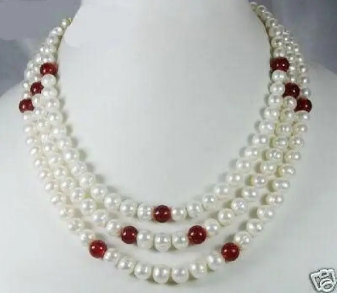 Selling >Exquisite 3Rows White Akoya Pearl and Red jewerly Necklace>free shipping
Selling >Exquisite 3Rows White Akoya Pearl and Red jewerly Necklace>free shipping