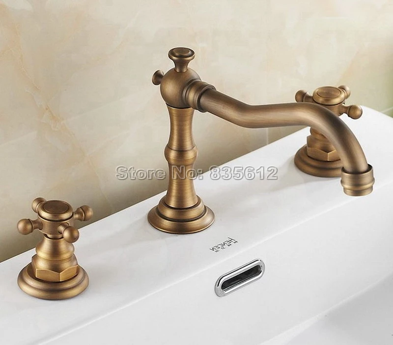 3 Hole Deck Mounted Antique Brass Dual Cross Handles Widespread Bathroom Basin Mixer Tap Vessel Sink Faucet Wan026
3 Hole Deck Mounted Antique Brass Dual Cross Handles Widespread Bathroom Basin Mixer Tap Vessel Sink Faucet Wan026
