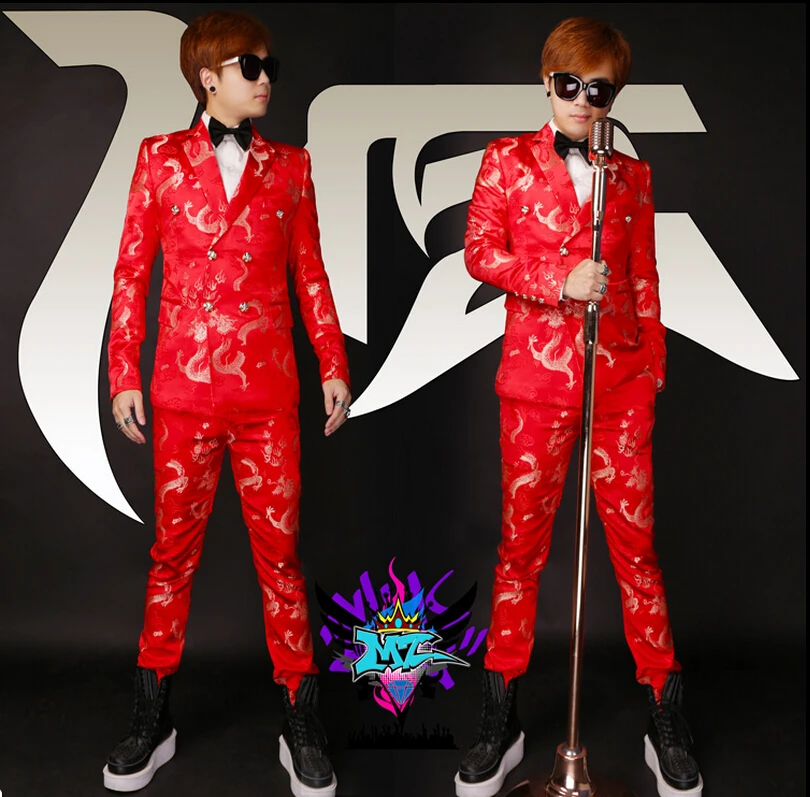 Free Shipping 2021 New Men Singer Red Double-breasted Satin Dress Embroidered Dragon Costume / S-4xl
Free Shipping 2021 New Men Singer Red Double-breasted Satin Dress Embroidered Dragon Costume / S-4xl