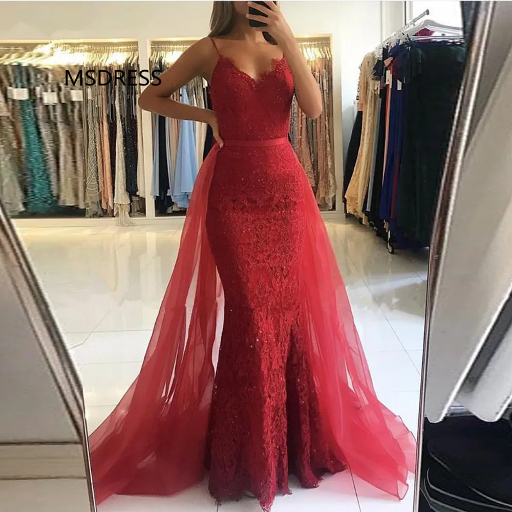 Red Muslim Evening Dresses 2018 Spaghetti Straps Tulle Train Lace Beaded Mermaid Formal Dress Long Elegant Evening Gown
Red Muslim Evening Dresses 2018 Spaghetti Straps Tulle Train Lace Beaded Mermaid Formal Dress Long Elegant Evening Gown