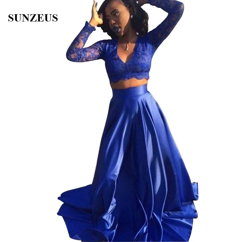 Royal Blue Prom Dresses Two Piece Crop Top Party Gowns Appliques Lace Long Sleeves Gowns For Prom African Girl Robe
Royal Blue Prom Dresses Two Piece Crop Top Party Gowns Appliques Lace Long Sleeves Gowns For Prom African Girl Robe