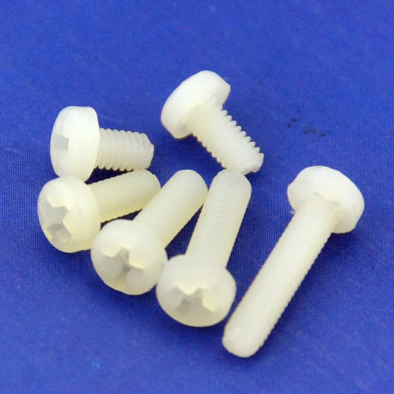 (1000 pcs/lot ) Metric M2.5 x 10mm Nylon Phillips Pan-Header Screw