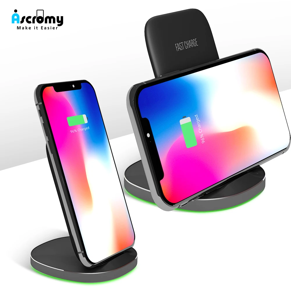 Беспроводное зарядное устройство Ascromy для iPhone X XS Max XR 8 Plus док-станция Samsung S8 S9 10 Вт