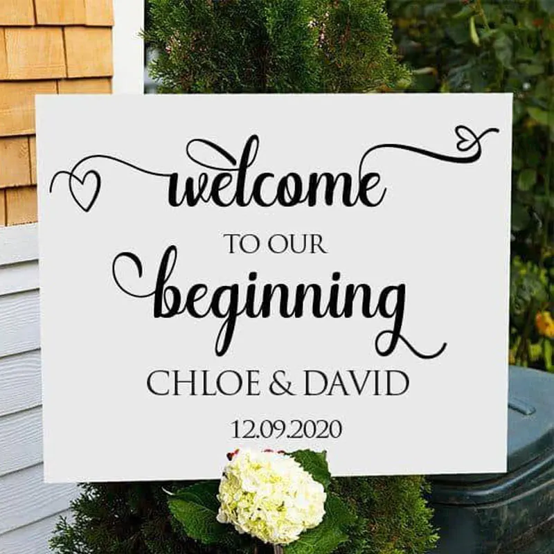 Personalised Bride And Groom Name Sticker Welcome To Our Beginning Quote Decal Vinyl Wedding Sign Mirror Art Decor Gift WE04
Personalised Bride And Groom Name Sticker Welcome To Our Beginning Quote Decal Vinyl Wedding Sign Mirror Art Decor Gift WE04