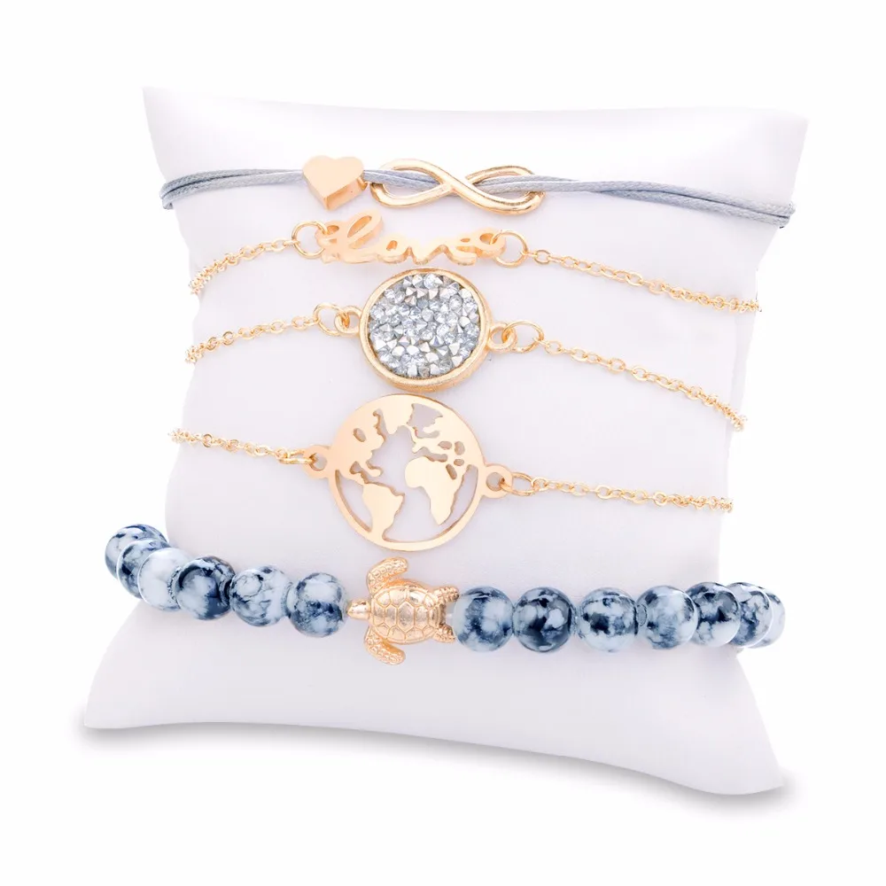 5Pcs/ Set ZA Gold Bracelet Sets For Women Punk Turtle Map Heart Letter Love Crystal Beads Chain Pendant Charms Jewelry Gifts New
5Pcs/ Set ZA Gold Bracelet Sets For Women Punk Turtle Map Heart Letter Love Crystal Beads Chain Pendant Charms Jewelry Gifts New