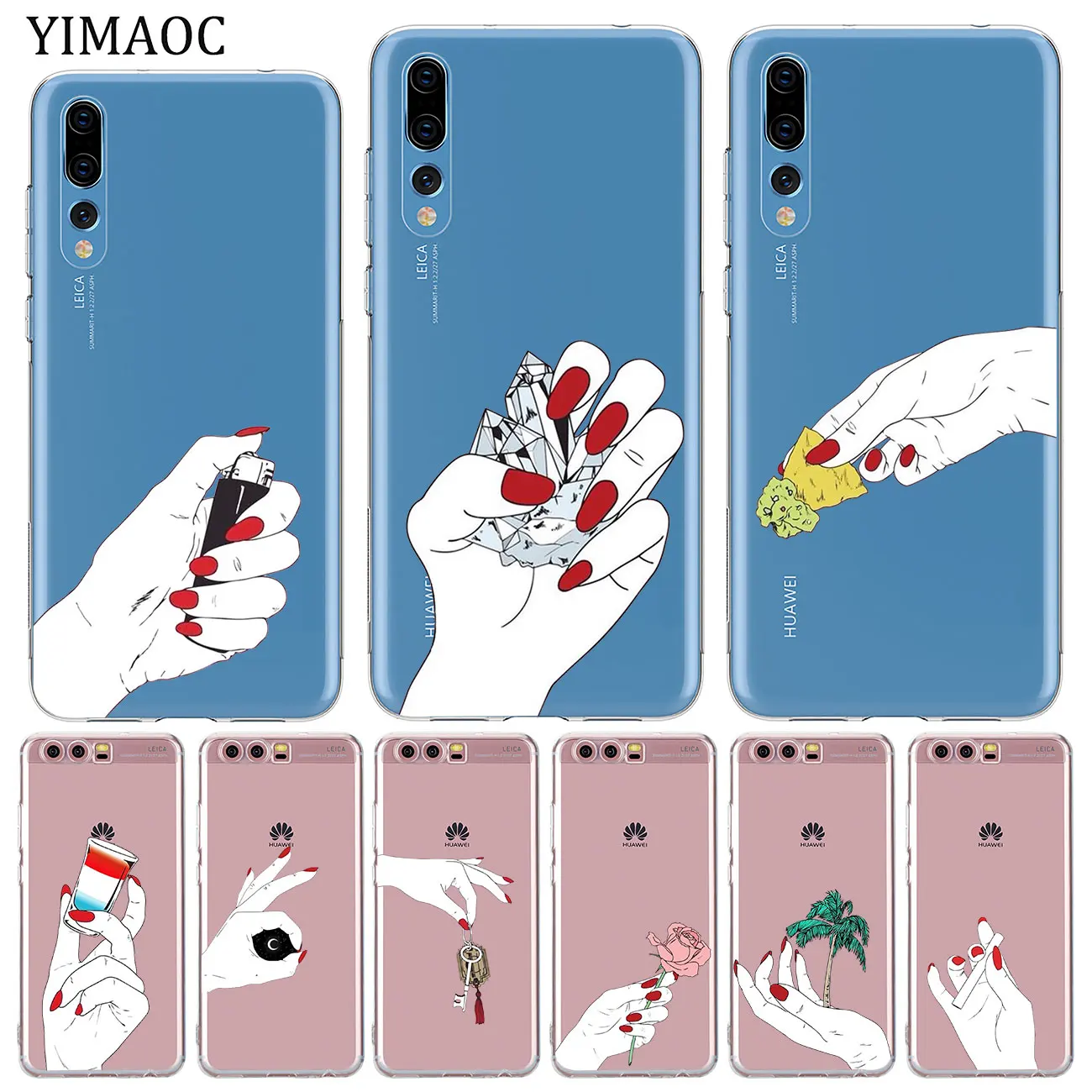 Мягкий силиконовый чехол для телефона YIMAOC girl hand Starry sky flower Huawei P30 P20 Pro P10 P8 P9 Lite 2017 2016