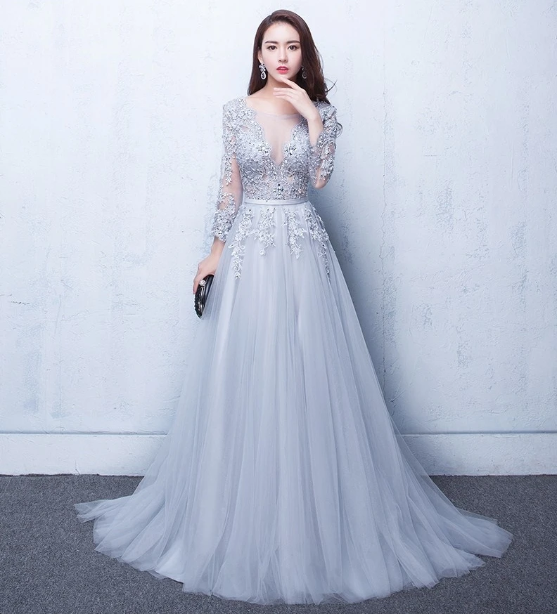 Vestido De Noiva отвесные винтажные кружевные аппликации бисером Длинные вечерние