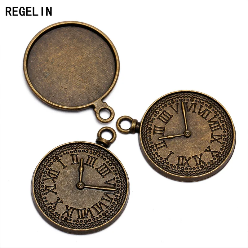 REGELIN jewelry Round Antique Bronze findings Clock cabochon settings blank pendant 10pcs/lot Tray inner 25mm
REGELIN jewelry Round Antique Bronze findings Clock cabochon settings blank pendant 10pcs/lot Tray inner 25mm