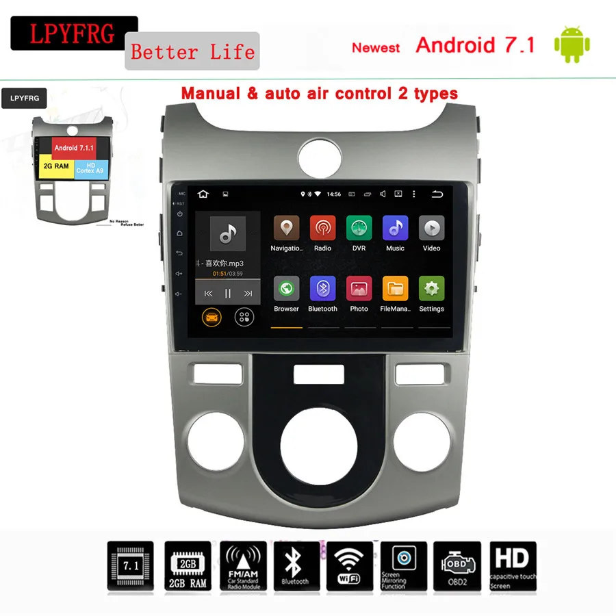 9 "HD 1024*600 Bluetooth android 10 автомобильный DVD GPS Радио навигатор плеер для Kia Forte Cerato 2009 2010