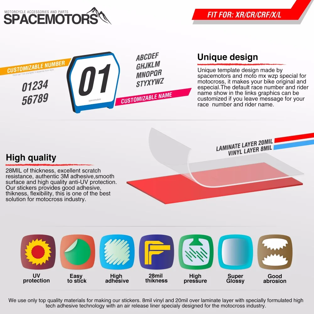 3M Sticker wrap decal for dirt bike CR CRF CRM CRFX CRFR CRFL XR X R L F M X 250 650 cc engine 2000 ... 2016 MX moto
3M Sticker wrap decal for dirt bike CR CRF CRM CRFX CRFR CRFL XR X R L F M X 250 650 cc engine 2000 ... 2016 MX moto