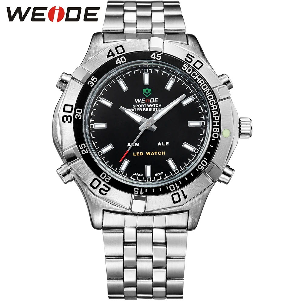 WEIDE Часы Мужские Наручные Нержавеющей Стали Высокого Качества Люксовый Бренд