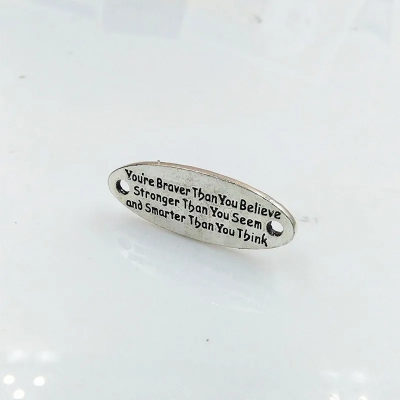 DIY Jewelry Accessories Ancient silver color letterYou're braver then you Believe Stronger Than you seem charm for bracelet
DIY Jewelry Accessories Ancient silver color letterYou're braver then you Believe Stronger Than you seem charm for bracelet