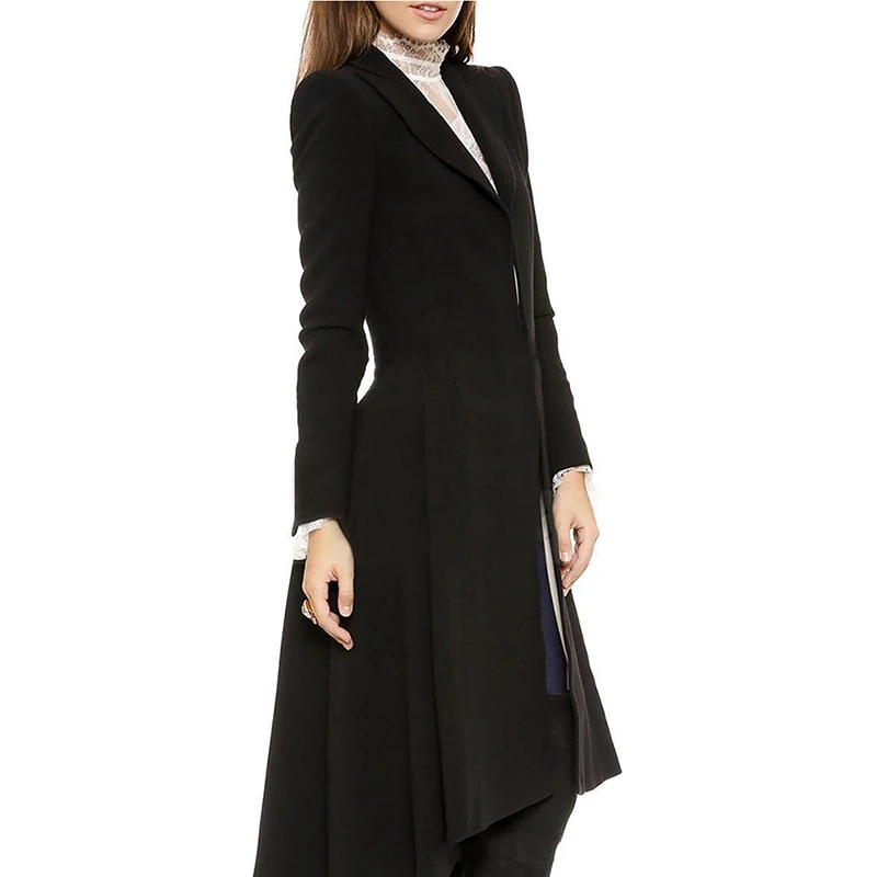 Асимметричный ласточкин хвост пальто для женщин с длинным рукавом зима осень