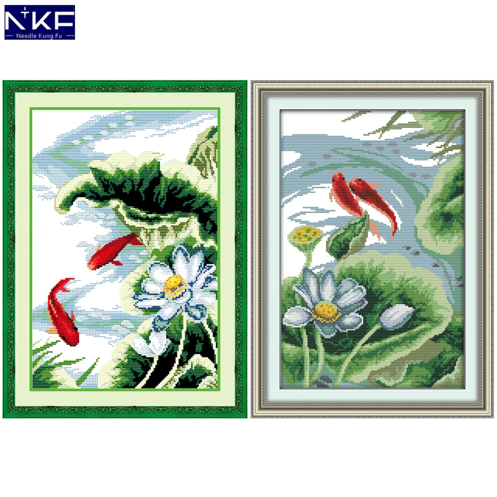 NKF White Lotus Carps Pattern Handmade Craft Needlework Chinese Cross Stitch Embroidery Kit Printed Cross Stitch for Home Decor
NKF White Lotus Carps Pattern Handmade Craft Needlework Chinese Cross Stitch Embroidery Kit Printed Cross Stitch for Home Decor