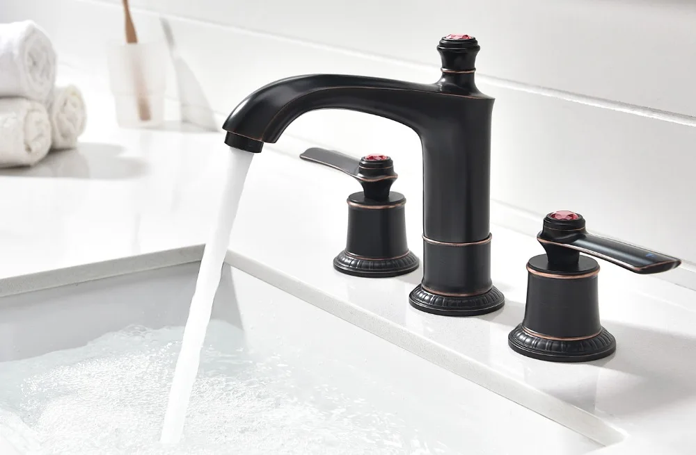 Gold BLACK Luxury 8" Widespread Ceramic Valve Three Holes lavatory Bathroom Sink Faucet Mixer tap deck mounted crystal handles
Gold BLACK Luxury 8" Widespread Ceramic Valve Three Holes lavatory Bathroom Sink Faucet Mixer tap deck mounted crystal handles