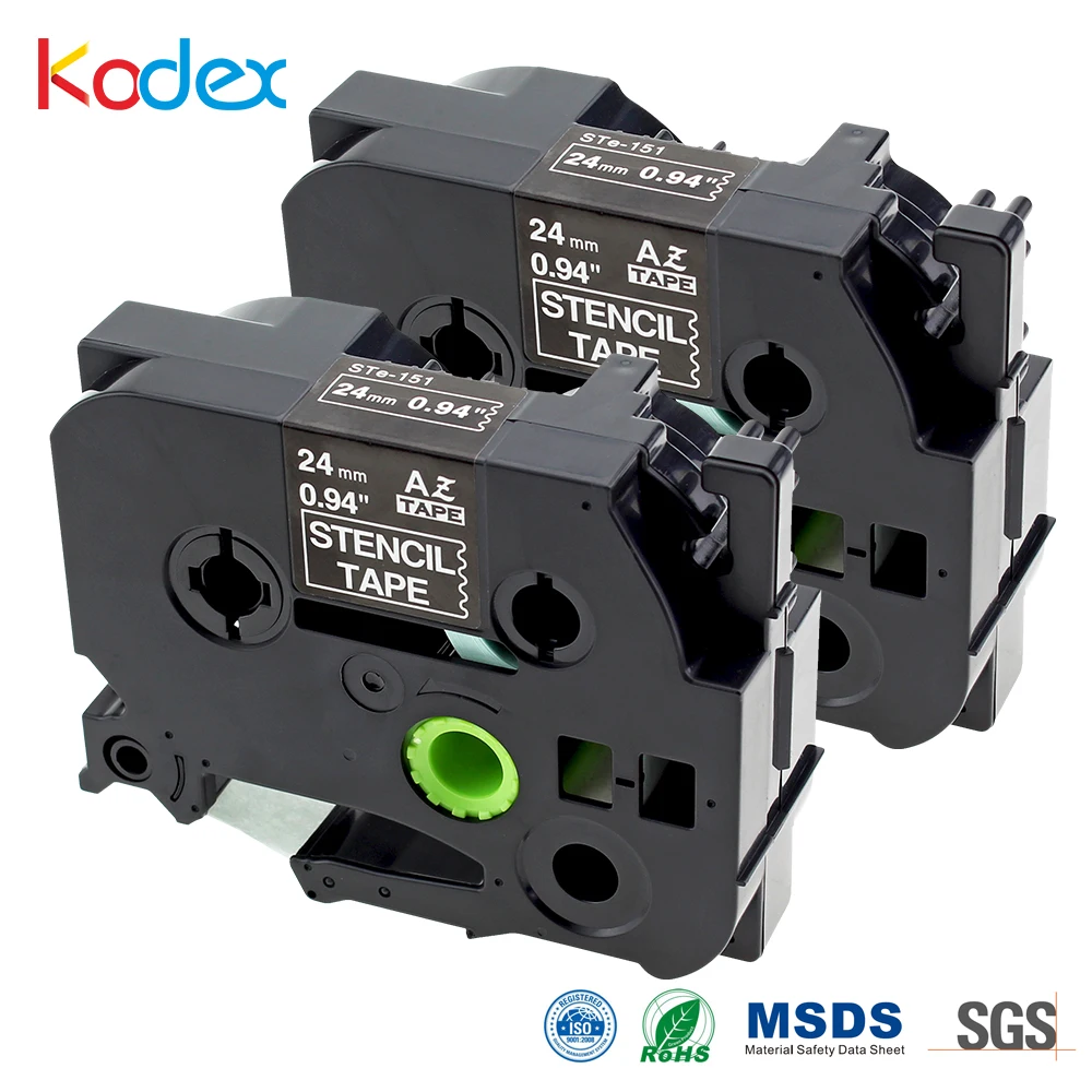Совместимая трафаретная лента Kodex 2 шт. STE151 для принтеров Brother P touch 0 94 дюйма x 9 8