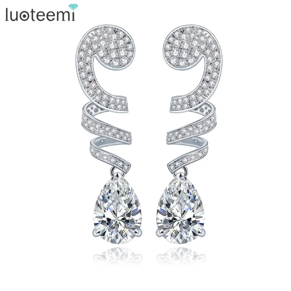 LUOTEEMI Screw Design Heavy Dangle Earrings With Clear Waterdrop Cubic Zircon Drop For Bridal Wedding White Gold-Color Brincos
LUOTEEMI Screw Design Heavy Dangle Earrings With Clear Waterdrop Cubic Zircon Drop For Bridal Wedding White Gold-Color Brincos