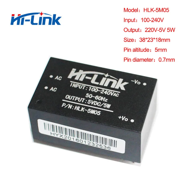 Free shipping Original HLK-5M05 AC-DC 220V to 5V 5W Isolated Power Supply smart home automation power module
Free shipping Original HLK-5M05 AC-DC 220V to 5V 5W Isolated Power Supply smart home automation power module
