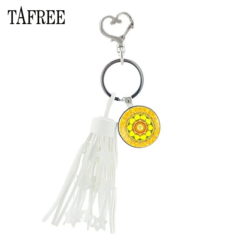 TAFREE новая кисточка в форме сердца пряжка брелок мандала фото стеклянный купол