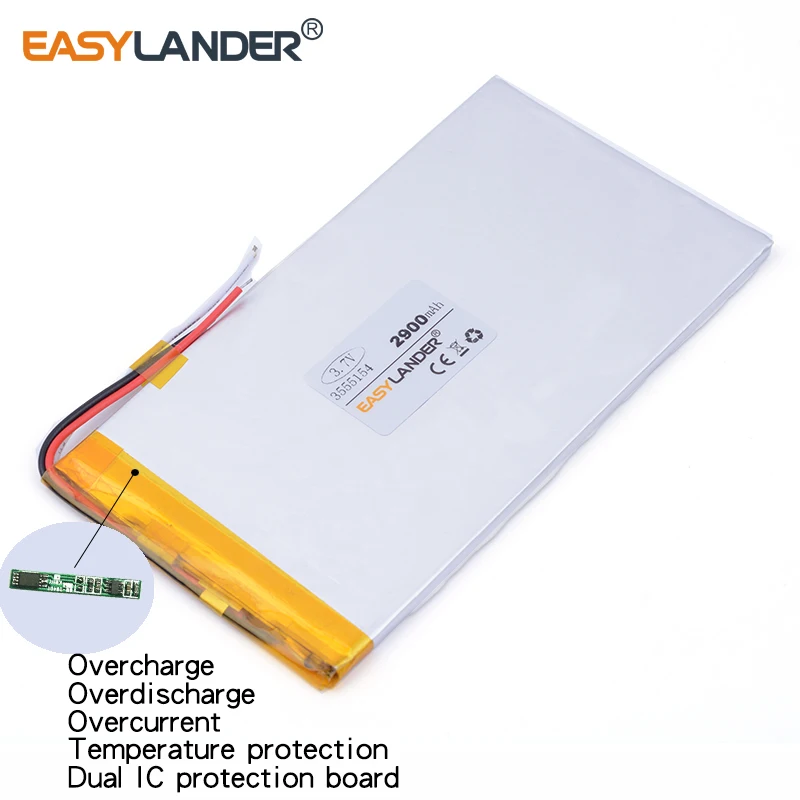 for Newsmy F7 tablet pc MP3 MP4 3555154 0.3mm 55mm 154mm 3.7V 2900mah (polymer lithium ion battery) Li-ion battery
for Newsmy F7 tablet pc MP3 MP4 3555154 0.3mm 55mm 154mm 3.7V 2900mah (polymer lithium ion battery) Li-ion battery