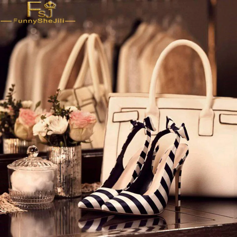 FSJ Women Shoes Ladies Pumps 2108 Spring Autumn Navy and White Bow Slingback Pointed Toe Stiletto Heel Big Size Shoes11 12 13
FSJ Women Shoes Ladies Pumps 2108 Spring Autumn Navy and White Bow Slingback Pointed Toe Stiletto Heel Big Size Shoes11 12 13