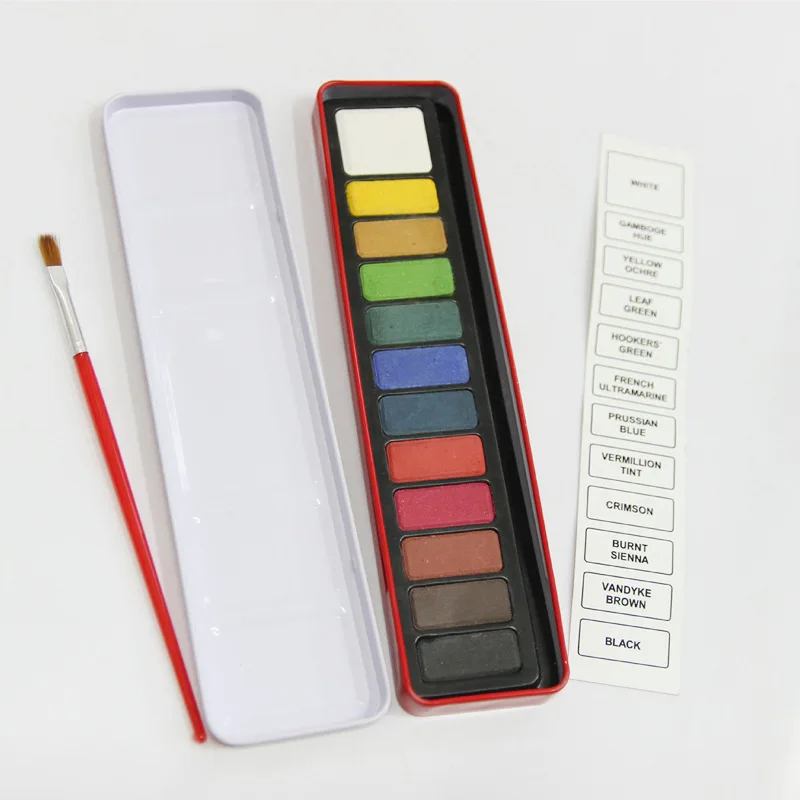 12 Color Solid Water Color Painting Set Box With Water Brush Bright Color Portable Watercolor Pigment Set Art Supplies
12 Color Solid Water Color Painting Set Box With Water Brush Bright Color Portable Watercolor Pigment Set Art Supplies