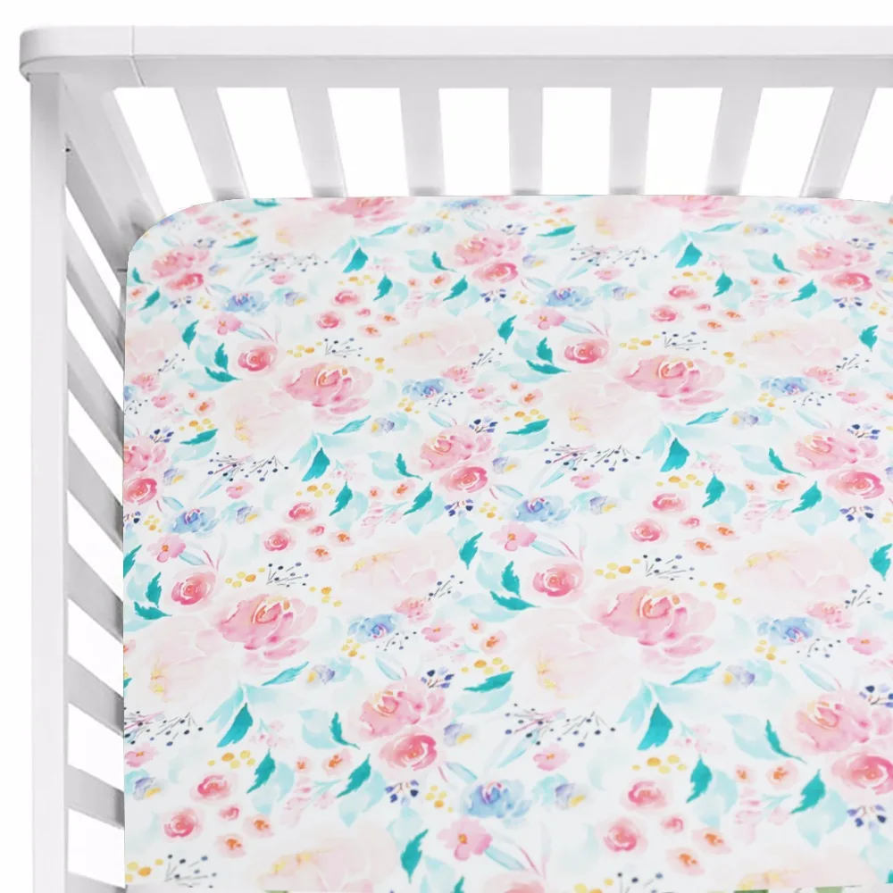 Baby Floral Fitted Crib Sheet Girl's Bed Mattresses fits Standard Crib 28*52*9 inches (Watercolor Teal&Pink)
Baby Floral Fitted Crib Sheet Girl's Bed Mattresses fits Standard Crib 28*52*9 inches (Watercolor Teal&Pink)