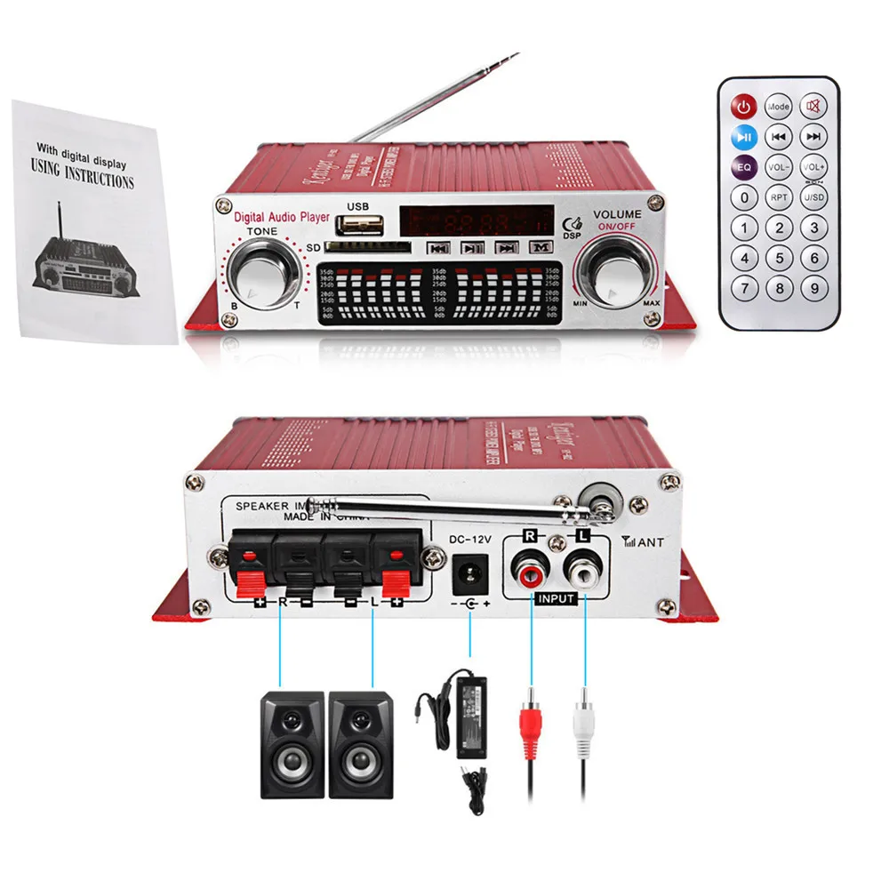 Оригинальный Динамик kentiger HY-602 hy-602 Hi-Fi стерео Мощность цифровой Усилители