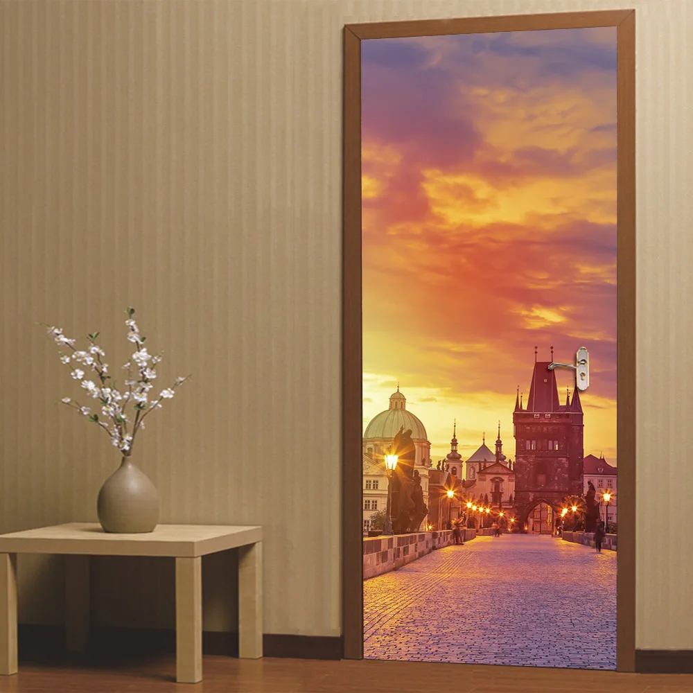 3D Door Sticker wallpaper Prague Square Bell Tower Decorative Wall Stickers for Living Room Self-adhesive Wall Home Decoration
3D Door Sticker wallpaper Prague Square Bell Tower Decorative Wall Stickers for Living Room Self-adhesive Wall Home Decoration