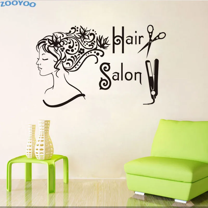 ZOOYOO Hair Salon Spa Wall Sticker Fashion Woman Face Haircut Scissors Hair Straightener Styling Wall Decals Home Decor Murals
ZOOYOO Hair Salon Spa Wall Sticker Fashion Woman Face Haircut Scissors Hair Straightener Styling Wall Decals Home Decor Murals