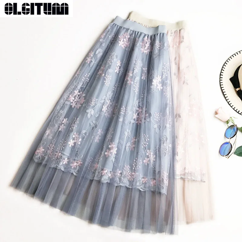 New 2020 Summer High Quality Elegant Long Pleated Skirt Women Floral Embroidery A-line Lace Mesh Skirt Women Midi Skirt
New 2020 Summer High Quality Elegant Long Pleated Skirt Women Floral Embroidery A-line Lace Mesh Skirt Women Midi Skirt