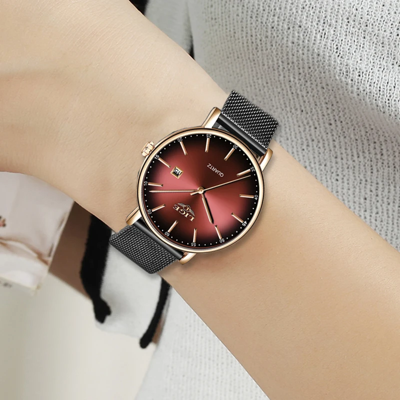 LIGE модные женские часы Топ Бренд роскошные сетчатые пояса ультра тонкие из