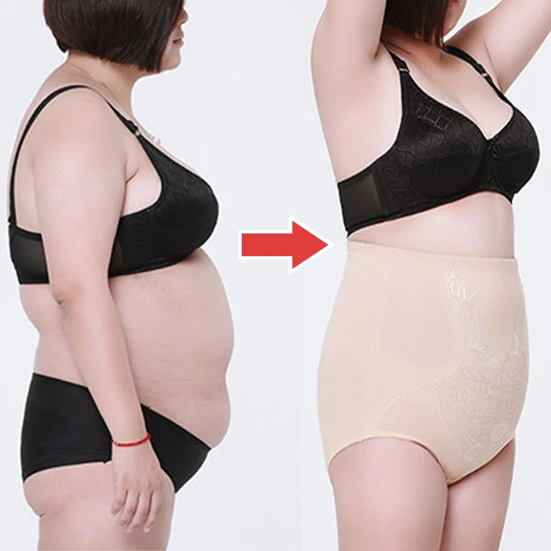 5XL плюс Размер женские трусики для коррекции фигуры кружевные похудения высокая