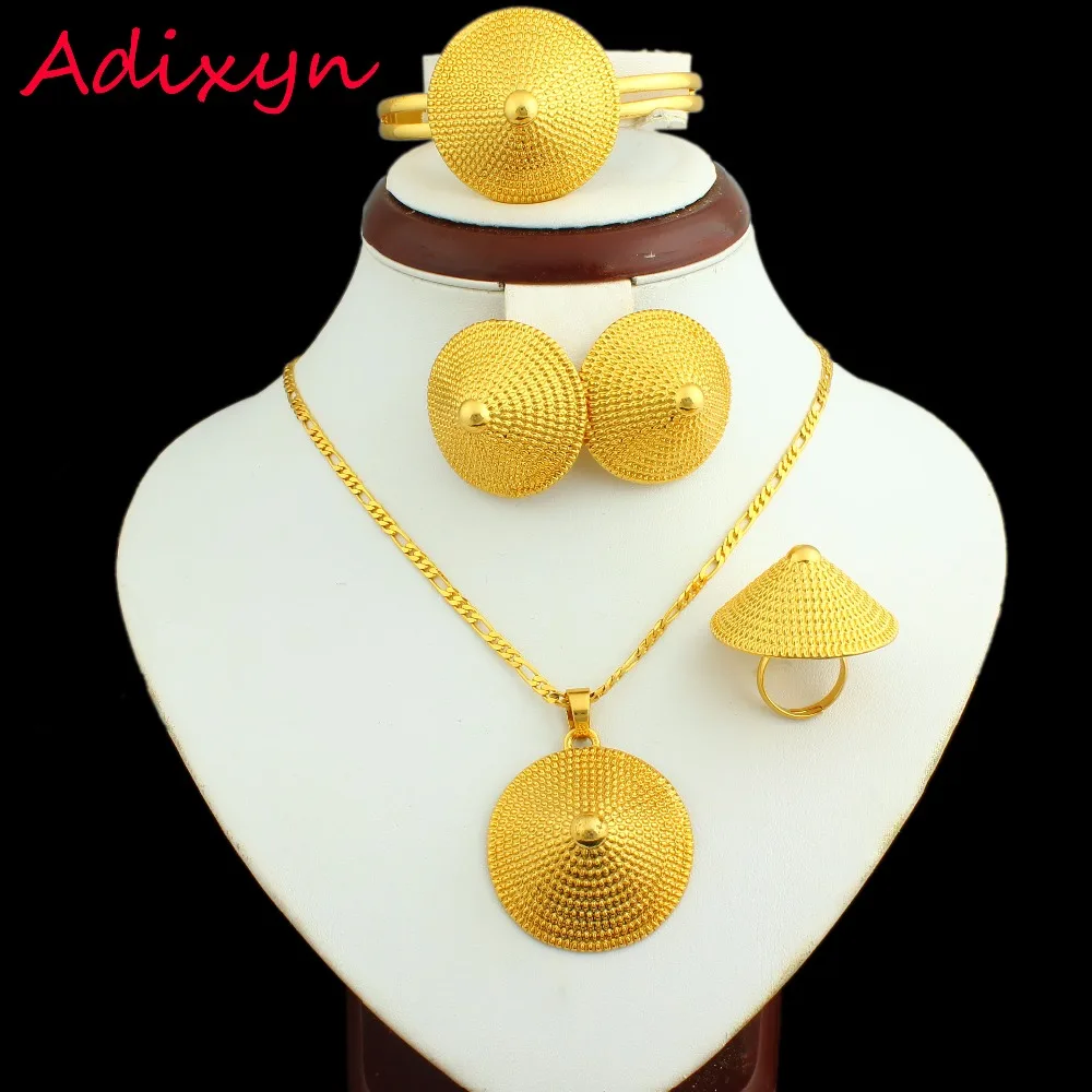 

New Arrival Ethiopian Jewelry Set Necklace/Pendant/Earring/Ring/Bangle 24K Gold Color Jewelry African/Eritrea Habesha Women