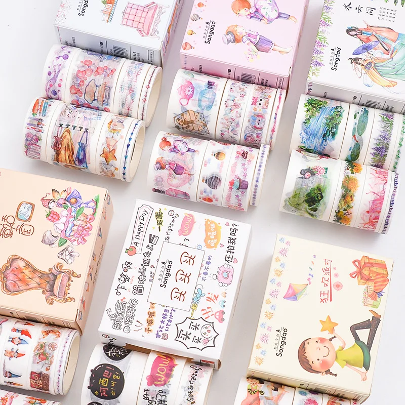 1 Box Cartoon Washi Adhesive Tape Beautiful DIY Decoration Scrapbooking Sticker Label Masking Tape Student Stationery Gift
1 Box Cartoon Washi Adhesive Tape Beautiful DIY Decoration Scrapbooking Sticker Label Masking Tape Student Stationery Gift